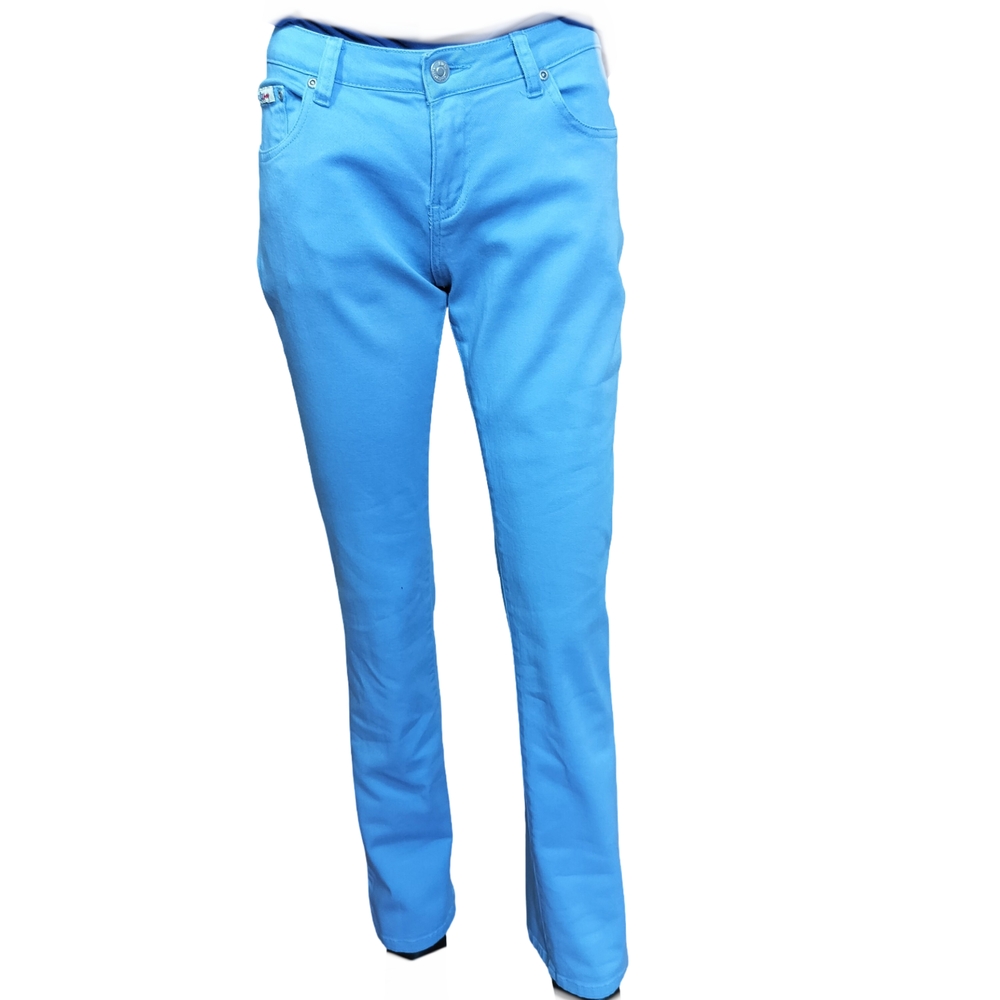 Lulu Jeans Blue Straight Leg Jeans with Smooth Texture Size 8